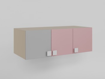 Антресоль на шкаф 3-х створчатый (Розовый/Серый/корпус Клен) в Артёмовске - artyomovsk.mebel54.com | фото