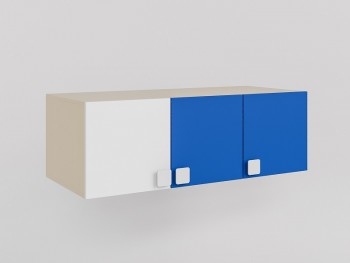 Антресоль на шкаф 3-х створчатый Скай люкс (Синий/Белый/корпус Клен) в Артёмовске - artyomovsk.mebel54.com | фото