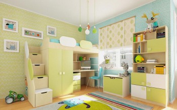 Детская комната Эппл (Зеленый/Белый/корпус Клен) в Артёмовске - artyomovsk.mebel54.com | фото