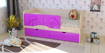 Друзья Кровать детская 2 ящика 1.6 Фиолетовый глянец в Артёмовске - artyomovsk.mebel54.com | фото
