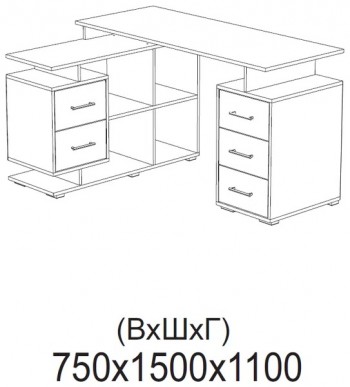 Компьютерный стол угловой СКМУ-3 белый в Артёмовске - artyomovsk.mebel54.com | фото