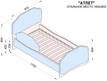 Кровать 160 Атлет 29 Синий (мягкий бортик) в Артёмовске - artyomovsk.mebel54.com | фото