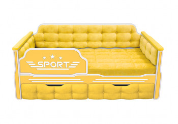 Кровать 160 серии Спорт 2 ящика 74 Жёлтый (мягкие боковые накладки) в Артёмовске - artyomovsk.mebel54.com | фото