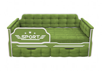 Кровать 160 серии Спорт 2 ящика 76 Зелёный (мягкие боковые накладки) в Артёмовске - artyomovsk.mebel54.com | фото