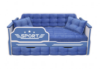 Кровать 160 серии Спорт 2 ящика 85 Синий (подушки) в Артёмовске - artyomovsk.mebel54.com | фото