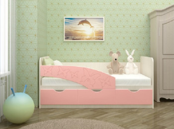 Кровать Бабочки 1,6м (Розовый металлик) в Артёмовске - artyomovsk.mebel54.com | фото