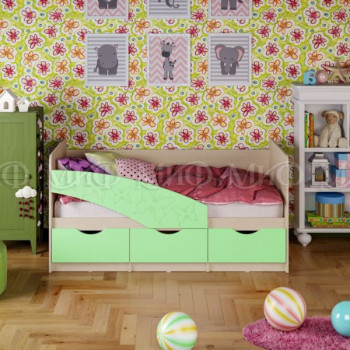 Кровать Бабочки 1,6м (Салат матовый) в Артёмовске - artyomovsk.mebel54.com | фото