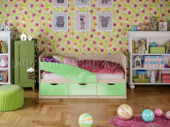 Кровать Бабочки 1,6м (Салатовый металлик) в Артёмовске - artyomovsk.mebel54.com | фото