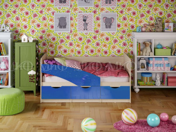 Кровать Бабочки 1,6м (Синий металлик) в Артёмовске - artyomovsk.mebel54.com | фото