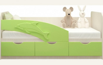 Кровать детская 1,6м Дельфин (Салатовый металлик) в Артёмовске - artyomovsk.mebel54.com | фото