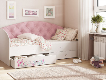 Кровать детская Эльза Белый/Розовый в Артёмовске - artyomovsk.mebel54.com | фото