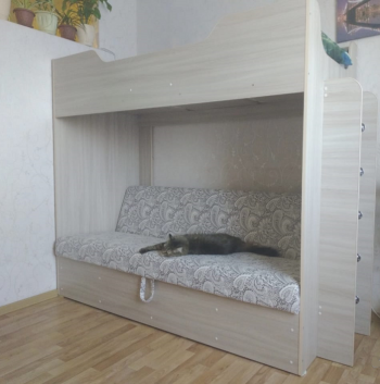 Кровать двухъярусная с диваном (Беленый дуб) в Артёмовске - artyomovsk.mebel54.com | фото