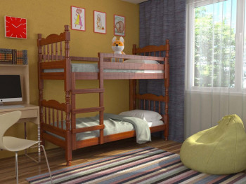 Кровать двухъярусная Соня из массива сосны 800*1890 Орех в Артёмовске - artyomovsk.mebel54.com | фото