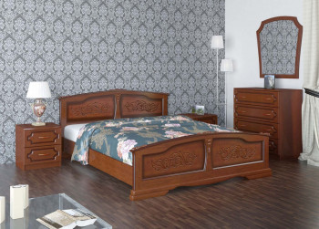 Кровать Елена из массива сосны 800*2000 Орех в Артёмовске - artyomovsk.mebel54.com | фото