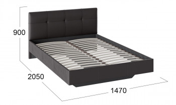 Кровать «Элис» c мягкой обивкой тип 1 Экокожа/Темно-коричневый/1400 в Артёмовске - artyomovsk.mebel54.com | фото