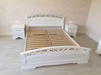 Кровать Грация-1 из массива сосны 1600*2000 Белый античный в Артёмовске - artyomovsk.mebel54.com | фото
