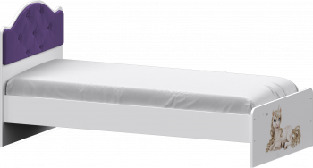Кровать Каспер с мягкой спинкой и фотопечатью (900х1900)Белый/Фиолетовый в Артёмовске - artyomovsk.mebel54.com | фото