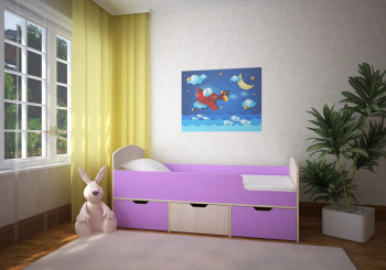 Кровать Малыш-мини Дуб молочный/Ирис в Артёмовске - artyomovsk.mebel54.com | фото