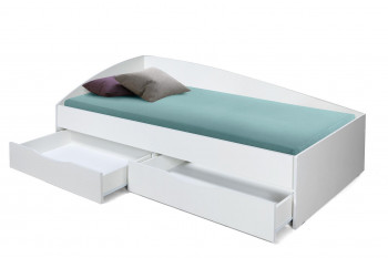 Кровать одинарная "Фея - 3" (асимметричная) (2000х900) New/(белый / белый / ДВПО белый) в Артёмовске - artyomovsk.mebel54.com | фото