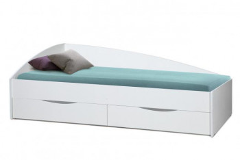 Кровать одинарная "Фея - 3" (асимметричная) (2000х900) New/(белый / белый / ДВПО белый) в Артёмовске - artyomovsk.mebel54.com | фото