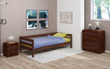 Кровать одинарная ГЛОРИЯ из массива сосны  900*2000 (Орех) в Артёмовске - artyomovsk.mebel54.com | фото
