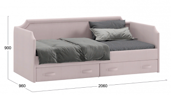 Кровать с мягкой обивкой и ящиками «Кантри» Тип 1 (900) (Велюр пудровый) в Артёмовске - artyomovsk.mebel54.com | фото