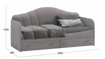 Кровать с мягкой спинкой и ящиками «Сабрина» 900 Светло-серый в Артёмовске - artyomovsk.mebel54.com | фото
