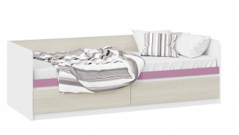 Кровать «Сканди» с 2 ящиками Дуб Гарден/Белый/Лиловый в Артёмовске - artyomovsk.mebel54.com | фото