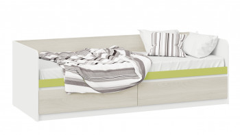 Кровать «Сканди» с 2 ящиками Дуб Гарден/Белый/Зеленый в Артёмовске - artyomovsk.mebel54.com | фото