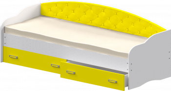 Кровать Софа-7 с мягкой спинкой (800х1900) Белый/Желтый в Артёмовске - artyomovsk.mebel54.com | фото