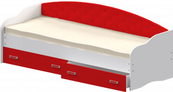 Кровать Софа-7 с мягкой спинкой (800х1900) Белый/Красный в Артёмовске - artyomovsk.mebel54.com | фото