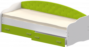 Кровать Софа-7 с мягкой спинкой (800х1900) Белый/Лайм в Артёмовске - artyomovsk.mebel54.com | фото