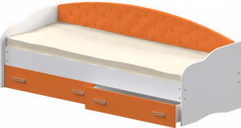 Кровать Софа-7 с мягкой спинкой (800х1900) Белый/Оранжевый в Артёмовске - artyomovsk.mebel54.com | фото
