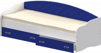 Кровать Софа-7 с мягкой спинкой (800х1900) Белый/Синий в Артёмовске - artyomovsk.mebel54.com | фото