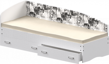 Кровать Софа-9 с мягкой спинкой с рисунком Милана (900х1900) Белый в Артёмовске - artyomovsk.mebel54.com | фото