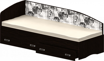 Кровать Софа-9 с мягкой спинкой с рисунком Милана (900х1900) Венге в Артёмовске - artyomovsk.mebel54.com | фото