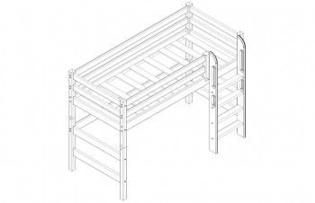 Кровать Соня вариант 5 полувысокая с прямой лестницей белый полупрозрачный в Артёмовске - artyomovsk.mebel54.com | фото