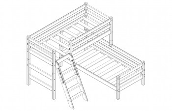 Кровать Соня вариант 8 угловая с наклонной лестницей Белый полупрозрачный в Артёмовске - artyomovsk.mebel54.com | фото