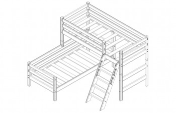 Кровать Соня вариант 8 угловая с наклонной лестницей Белый полупрозрачный в Артёмовске - artyomovsk.mebel54.com | фото