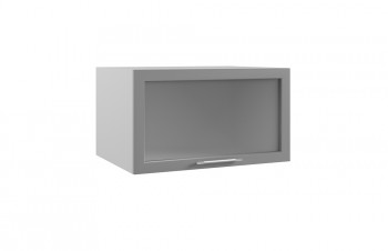 Квадро ГВПГС 800 шкаф верхний горизонтальный глубокий со стеклом высокий (Ваниль кожа/корпус Серый) в Артёмовске - artyomovsk.mebel54.com | фото
