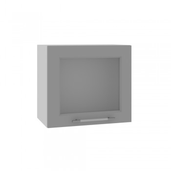 Квадро ВПГС 500 шкаф верхний горизонтальный со стеклом высокий (Черника/корпус Серый) в Артёмовске - artyomovsk.mebel54.com | фото