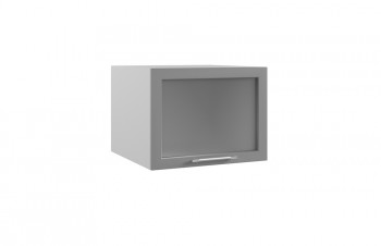 Лофт ГВПГС 600 шкаф верхний горизонтальный глубокий со стеклом высокий (Штукатурка белая/корпус Серый) в Артёмовске - artyomovsk.mebel54.com | фото