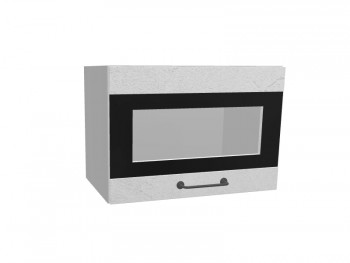 Лофт ПГСФ 500 шкаф верхний горизонтальный со стеклом и фотопечатью (Штукатурка белая/корпус Серый) в Артёмовске - artyomovsk.mebel54.com | фото