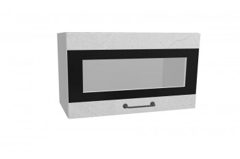 Лофт ПГСФ 600 шкаф верхний горизонтальный со стеклом и фотопечатью (Штукатурка белая/корпус Серый) в Артёмовске - artyomovsk.mebel54.com | фото