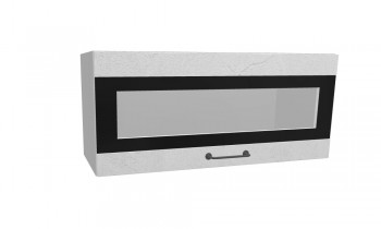 Лофт ПГСФ 800 шкаф верхний горизонтальный со стеклом и фотопечатью (Штукатурка белая/корпус Серый) в Артёмовске - artyomovsk.mebel54.com | фото