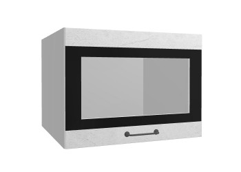 Лофт ВПГСФ 600 шкаф верхний горизонтальный со стеклом высокий с фотопечатью (Штукатурка белая/корпус Серый) в Артёмовске - artyomovsk.mebel54.com | фото