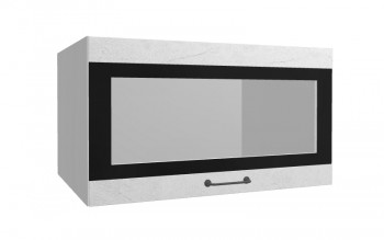 Лофт ВПГСФ 800 шкаф верхний горизонтальный со стеклом высокий с фотопечатью (Штукатурка белая/корпус Серый) в Артёмовске - artyomovsk.mebel54.com | фото