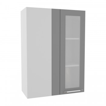 Лофт ВПУС 650 шкаф верхний угловой со стеклом высокий (Штукатурка белая/корпус Серый) в Артёмовске - artyomovsk.mebel54.com | фото