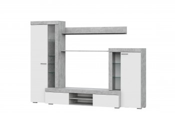 Мебель для гостиной МГС 5 Цемент светлый / Белый в Артёмовске - artyomovsk.mebel54.com | фото