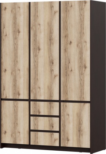 Модульная система "Прага" Шкаф для одежды трехстворчатый Дуб Венге/Дуб Делано в Артёмовске - artyomovsk.mebel54.com | фото